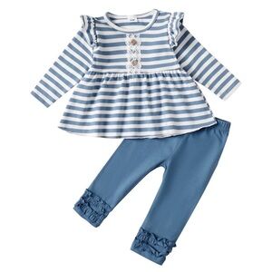 Striped Blue & White Baby Two-Piece Set